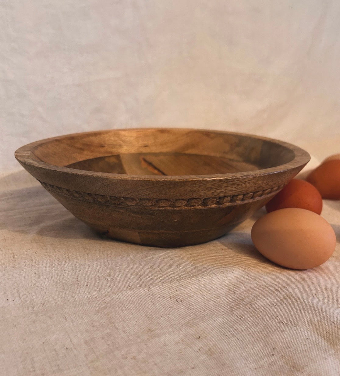 Beaded Wood Bowl