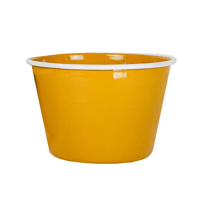 Large Mustard Metal Enamel Planter
